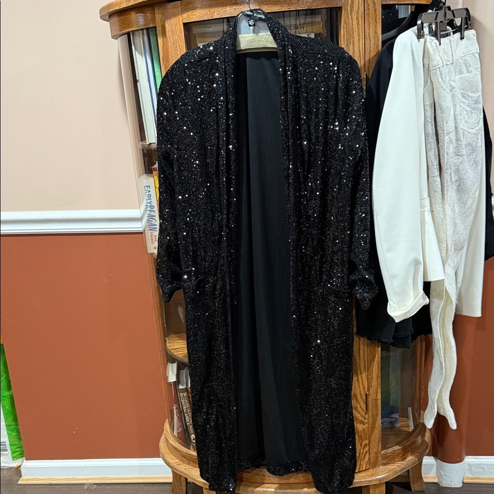 Catherine Malandrino Black Sequin Duster - image 1